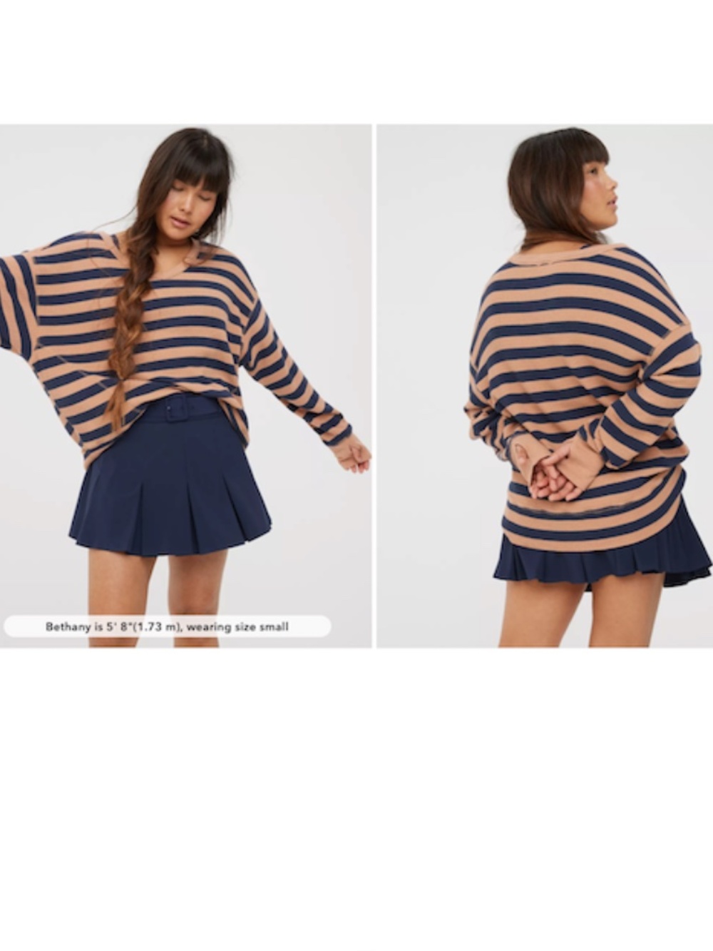 OFFLINE By Aerie Wow! Waffle Oversized T-Shirt Small Petite Striped Thermal Top